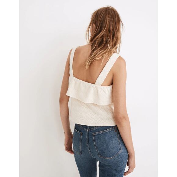 Madewell Cotton Ruffled Tank Top in Cream – Size Medium NWOT - Picture 2 of 7